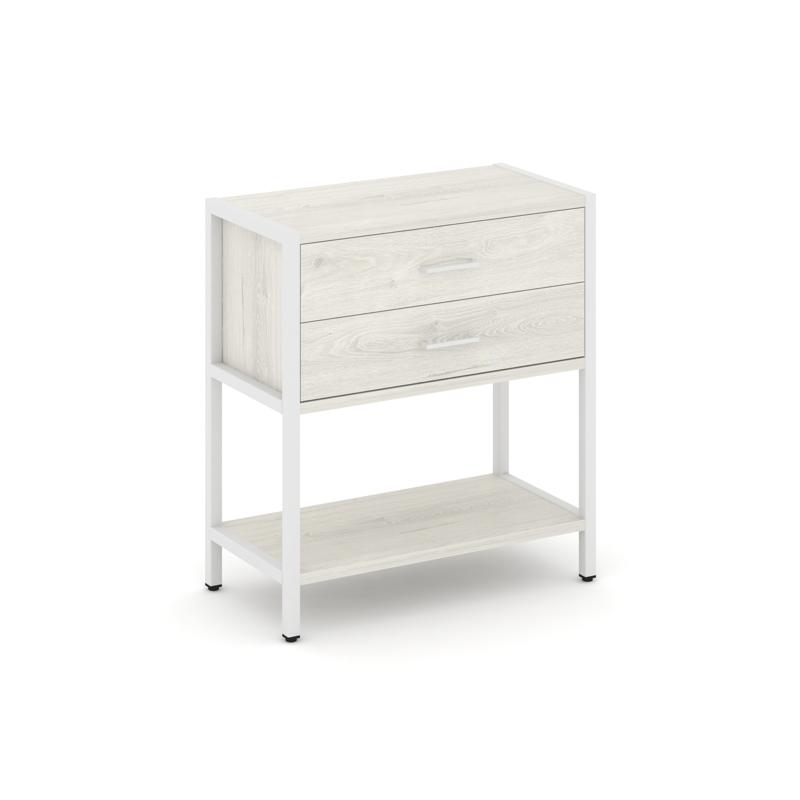 Shelf System Односекционный стеллаж двухярусный с ящиками SN.STM-212 Дуб Наварра/Металл Белый 810*40