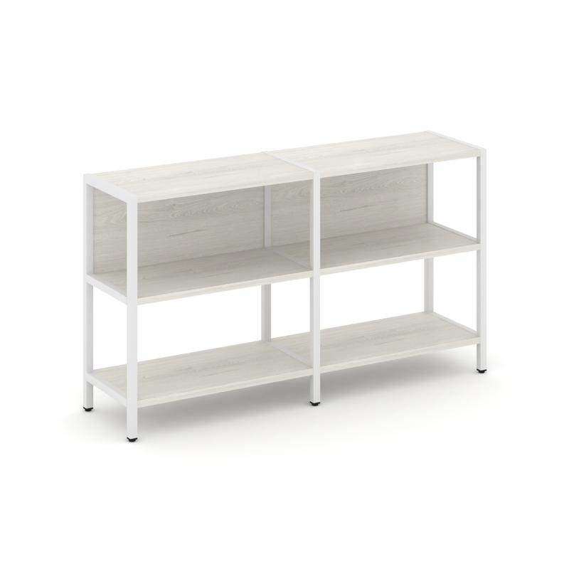 Shelf System Двухсекционный стеллаж двухярусный SN.STM-221 Дуб Наварра/Металл Белый 1590*400*879