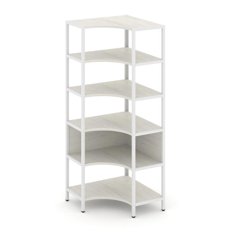 Shelf System Односекционный угловой стеллаж пятиярусный SN.STMU-511 Дуб Наварра/Металл Белый 810*810