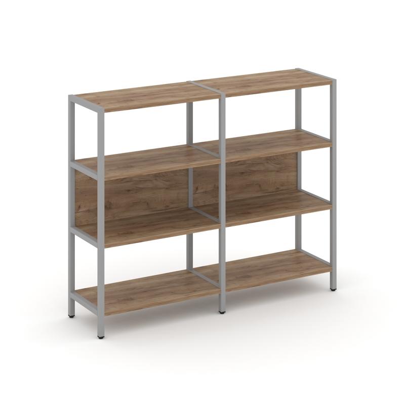 Shelf System Двухсекционный стеллаж трехярусный SN.STM-321 Дуб Табак/Металл Серый 1590*400*1246