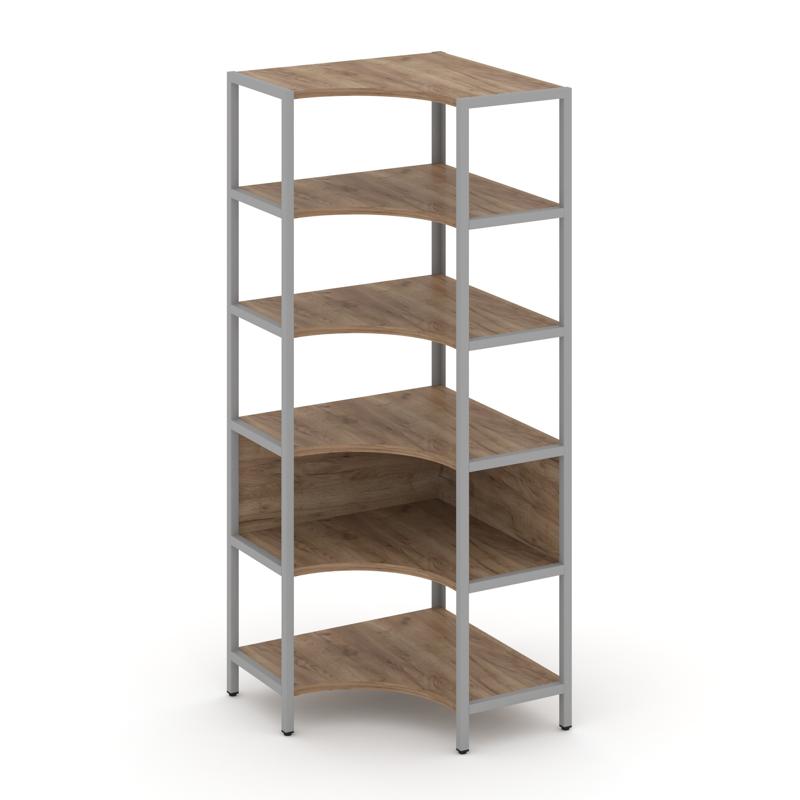 Shelf System Односекционный угловой стеллаж пятиярусный SN.STMU-511 Дуб Табак/Металл Серый 810*810*1