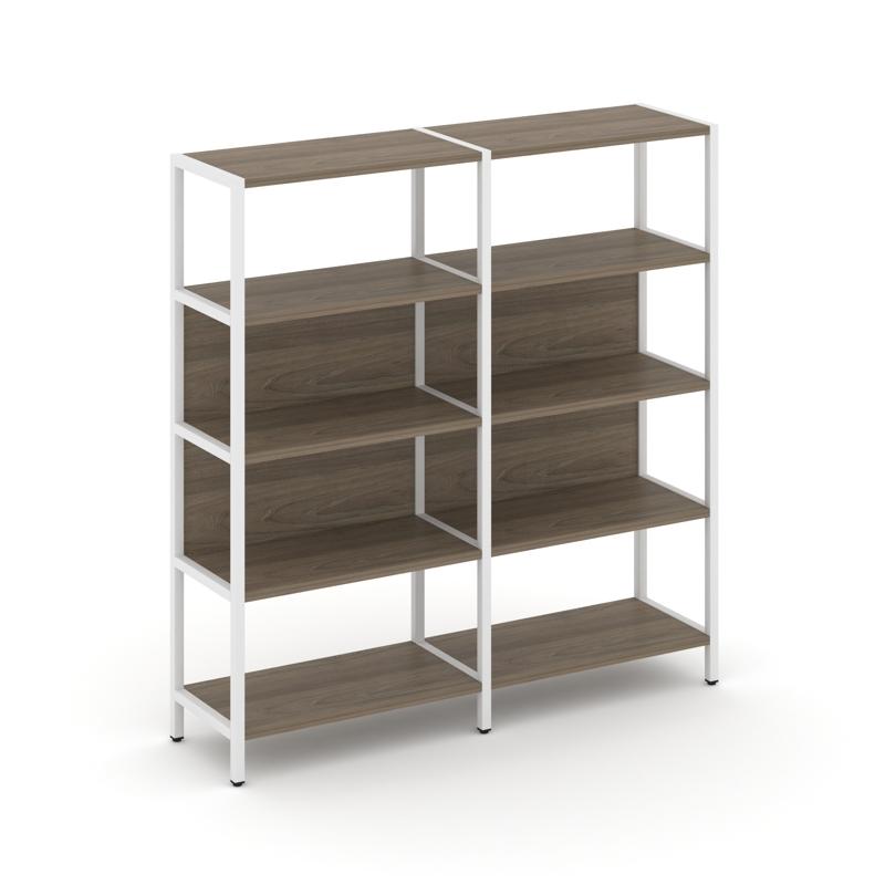 Shelf System Двухсекционный стеллаж четырехярусный SN.STM-421 Вяз Благородный/Металл Белый 1590*400*