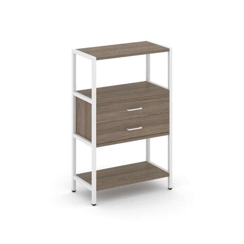 Shelf System Односекционный стеллаж трехярусный с ящиками SN.STM-312 Вяз Благородный/Металл Белый 81