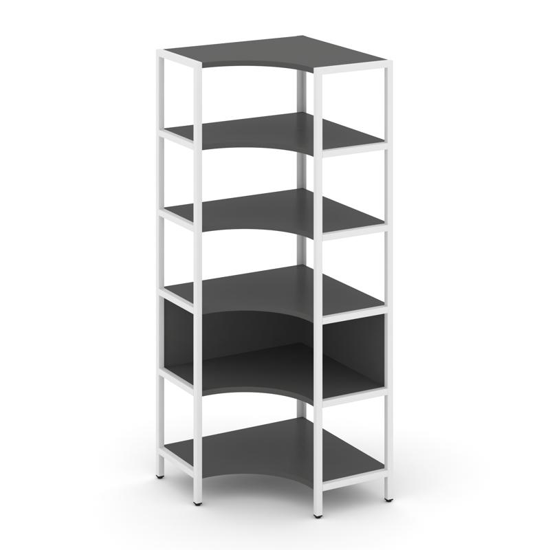 Shelf System Односекционный угловой стеллаж пятиярусный SN.STMU-511 Антрацит/Металл Белый 810*810*19