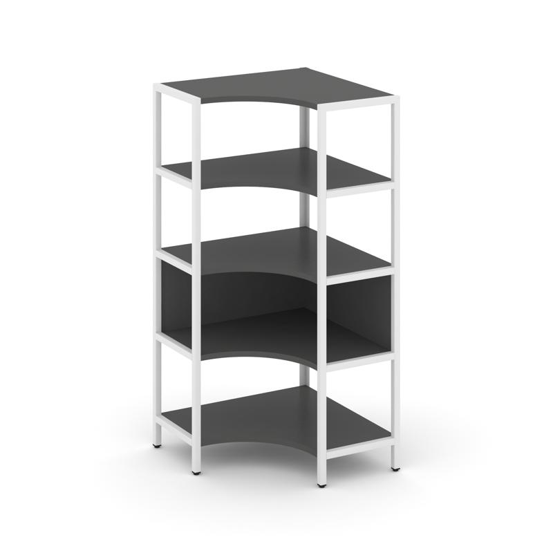Shelf System Односекционный угловой стеллаж четырехярусный SN.STMU-411 Антрацит/Металл Белый 810*810