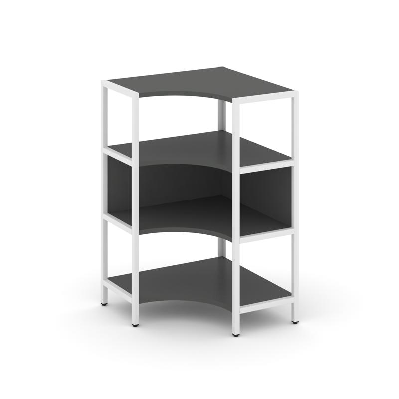 Shelf System Односекционный угловой стеллаж трехярусный SN.STMU-311 Антрацит/Металл Белый 810*810*12