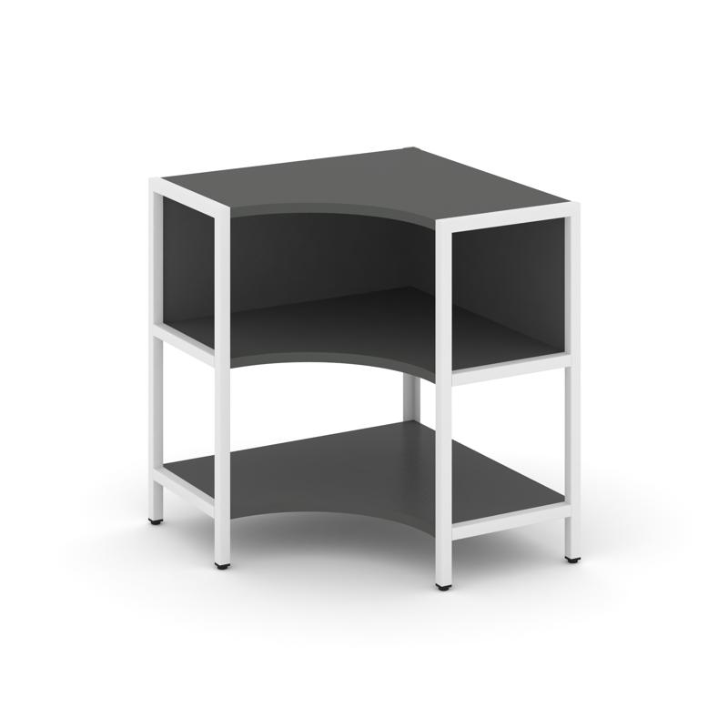 Shelf System Односекционный угловой стеллаж двухярусный SN.STMU-211 Антрацит/Металл Белый 810*810*87