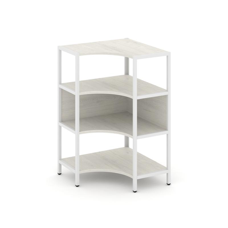 Shelf System Односекционный угловой стеллаж трехярусный SN.STMU-311 Дуб Наварра/Металл Белый 810*810