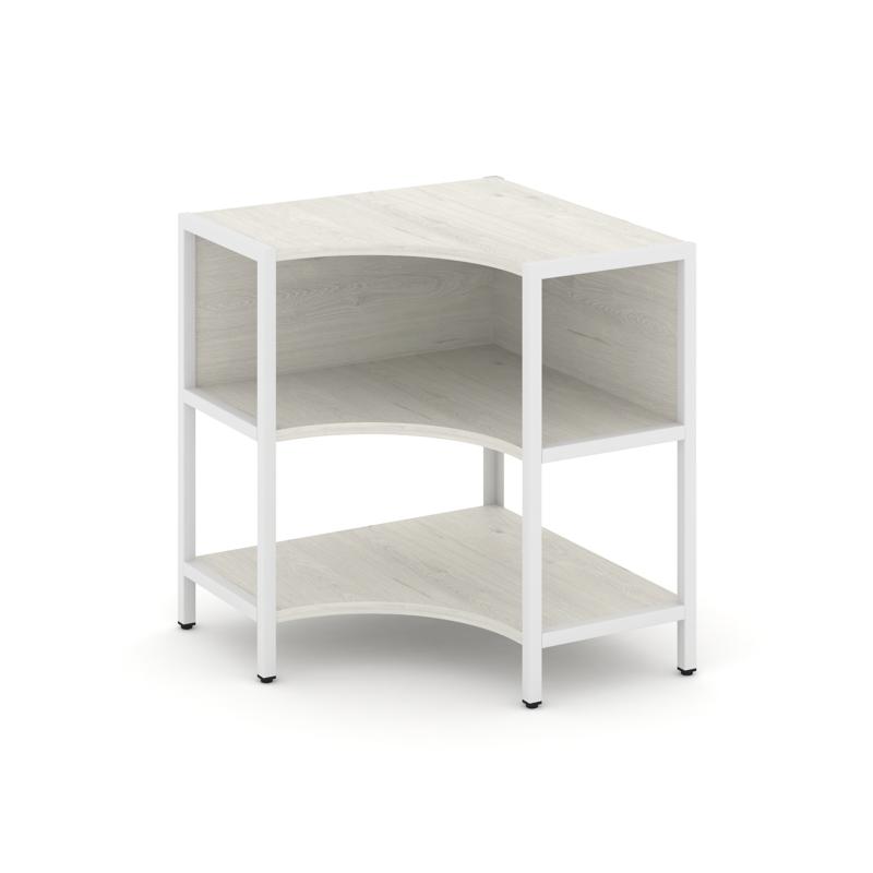Shelf System Односекционный угловой стеллаж двухярусный SN.STMU-211 Дуб Наварра/Металл Белый 810*810