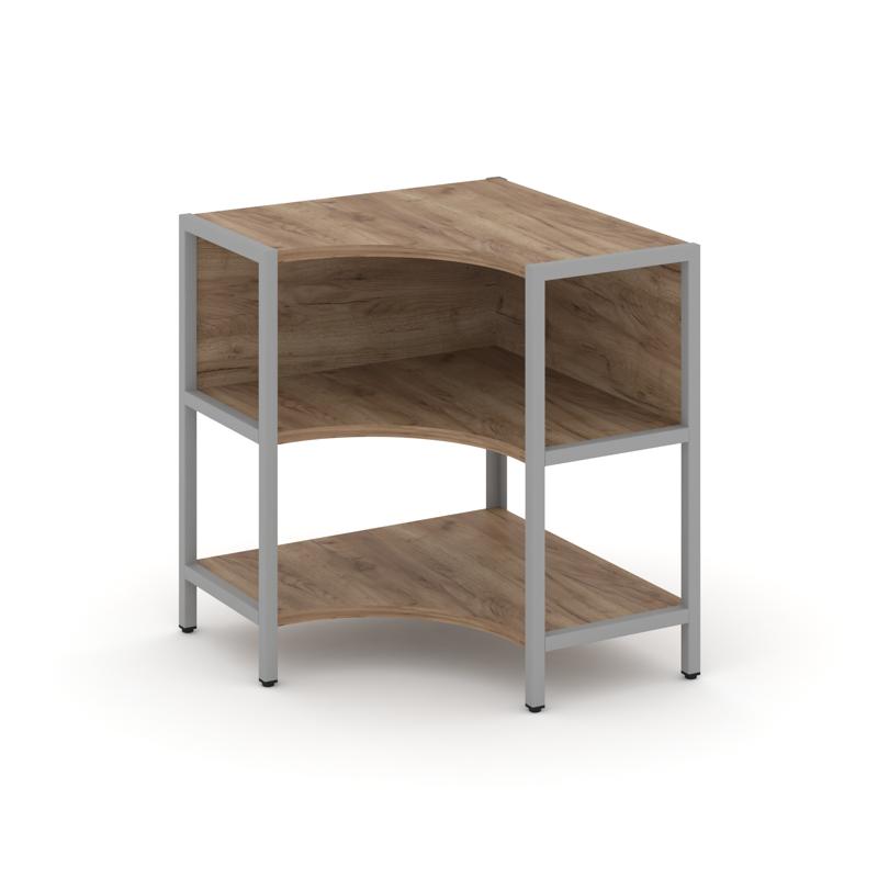 Shelf System Односекционный угловой стеллаж двухярусный SN.STMU-211 Дуб Табак/Металл Серый 810*810*8
