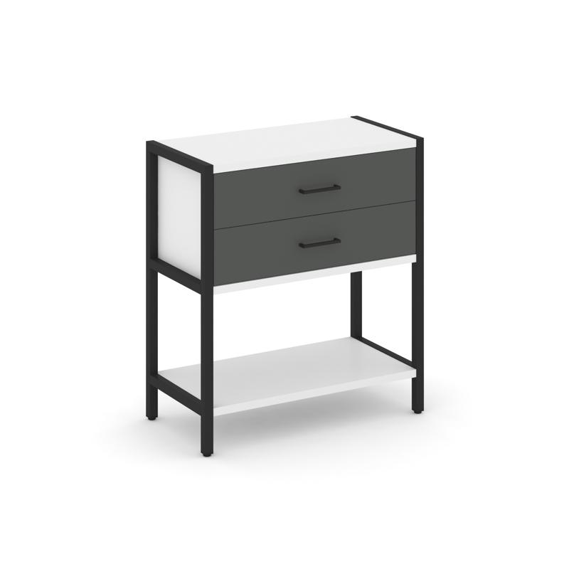 Shelf System Односекционный стеллаж двухярусный с ящиками SN.STM-212 Белый/Антрацит/Металл Черный 81