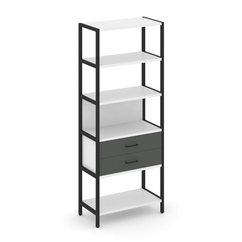 Shelf System Односекционный стеллаж пятиярусный с ящиками SN.STM-512 Белый/Антрацит/Металл Черный 81