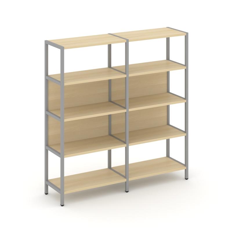 Shelf System Двухсекционный стеллаж четырехярусный SN.STM-421 Акация Лорка/Металл Серый 1590*400*161