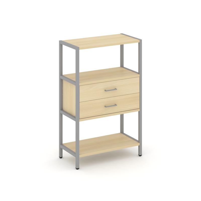 Shelf System Односекционный стеллаж трехярусный с ящиками SN.STM-312 Акация Лорка/Металл Серый 810*4