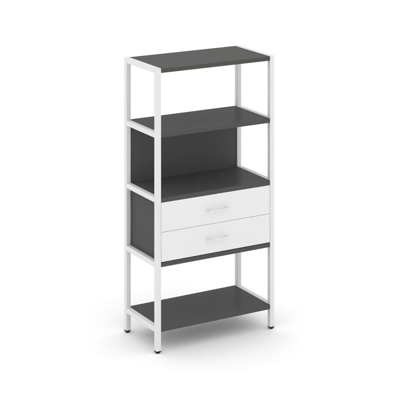 Shelf System Односекционный стеллаж четырехярусный с ящиками SN.STM-412 Антрацит/Белый/Металл Белый