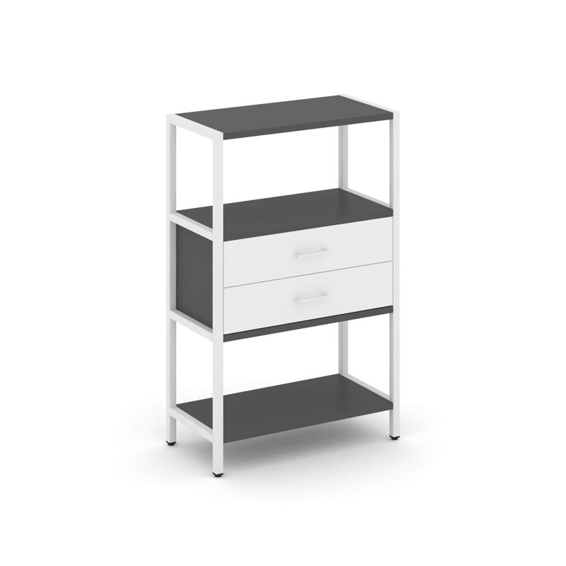 Shelf System Односекционный стеллаж трехярусный с ящиками SN.STM-312 Антрацит/Белый/Металл Белый 810