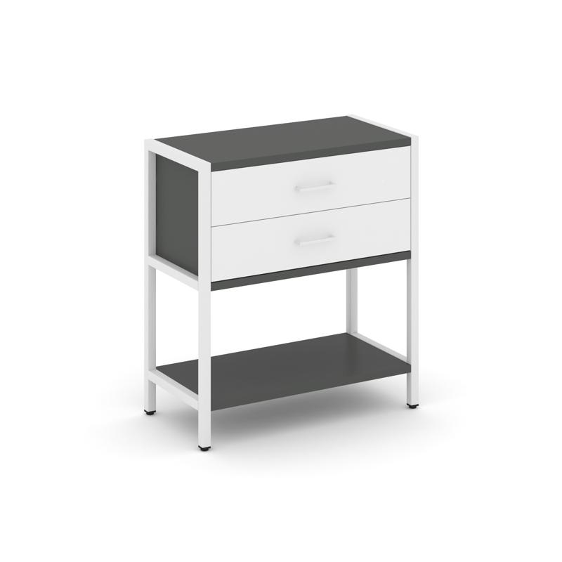 Shelf System Односекционный стеллаж двухярусный с ящиками SN.STM-212 Антрацит/Белый/Металл Белый 810