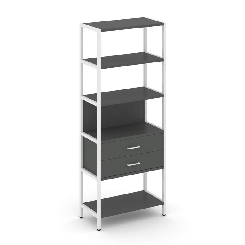 Shelf System Односекционный стеллаж пятиярусный с ящиками SN.STM-512 Антрацит/Металл Белый 810*400*1