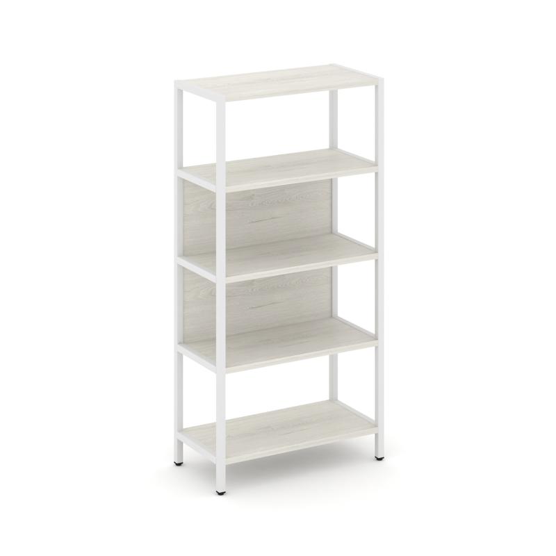 Shelf System Односекционный стеллаж четырехярусный SN.STM-411 Дуб Наварра/Металл Белый 810*400*1613