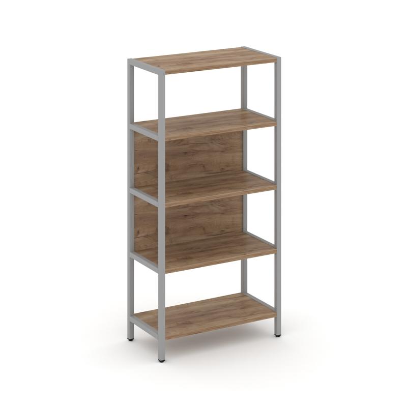 Shelf System Односекционный стеллаж четырехярусный SN.STM-411 Дуб Табак/Металл Серый 810*400*1613