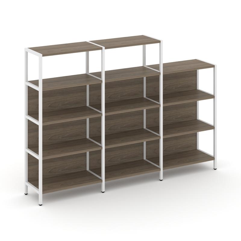 Shelf System Трехсекционный стеллаж четырех/трехярусный SN.STM-432 Вяз Благородный/Металл Белый 2370