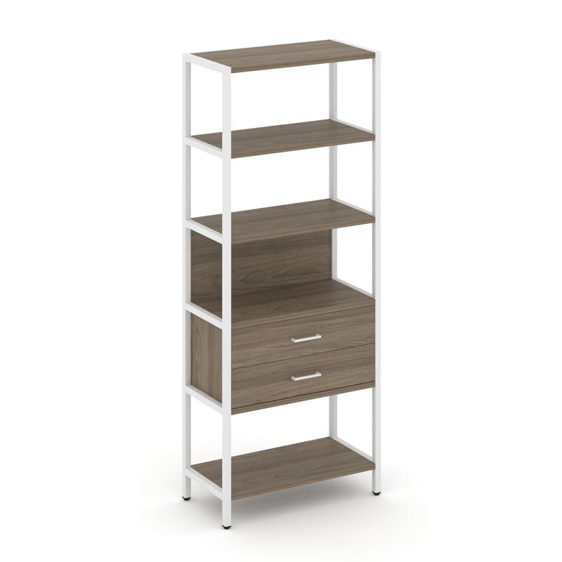 Shelf System Односекционный стеллаж пятиярусный с ящиками SN.STM-512 Вяз Благородный/Металл Белый 81