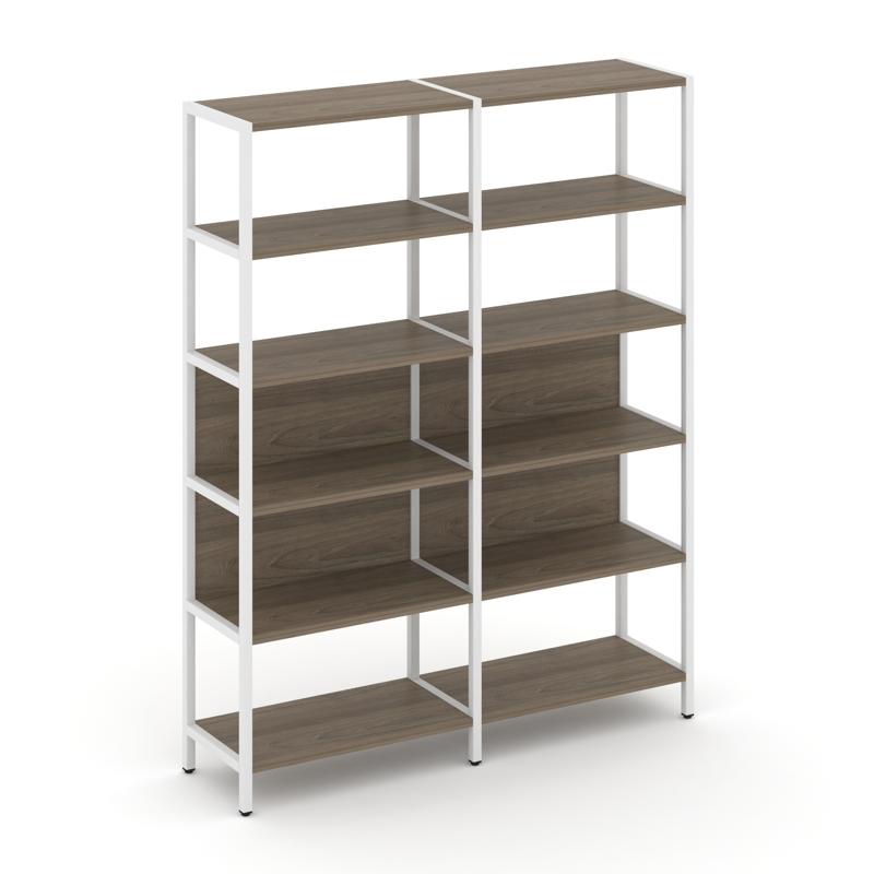 Shelf System Двухсекционный стеллаж пятиярусный SN.STM-521 Вяз Благородный/Металл Белый 1590*400*198