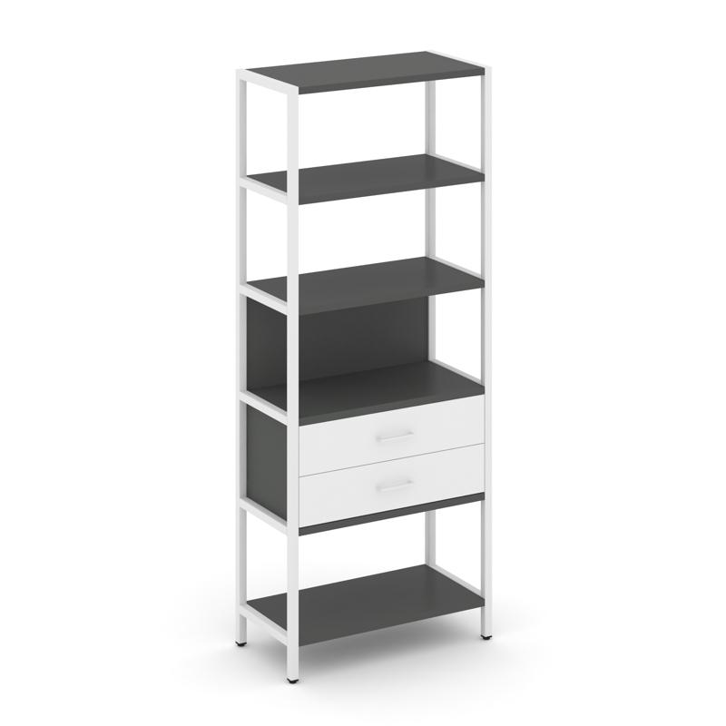 Shelf System Односекционный стеллаж пятиярусный с ящиками SN.STM-512 Антрацит/Белый/Металл Белый 810