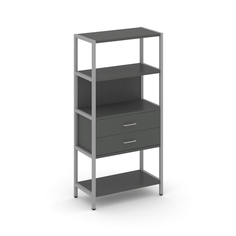 Shelf System Односекционный стеллаж четырехярусный с ящиками SN.STM-412 Антрацит/Металл Серый 810*40