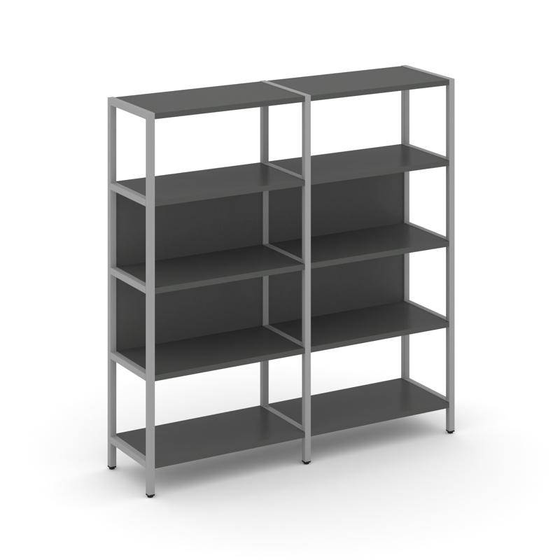 Shelf System Двухсекционный стеллаж четырехярусный SN.STM-421 Антрацит/Металл Серый 1590*400*1613