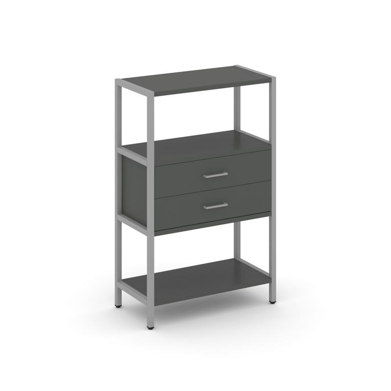 Shelf System Односекционный стеллаж трехярусный с ящиками SN.STM-312 Антрацит/Металл Серый 810*400*1