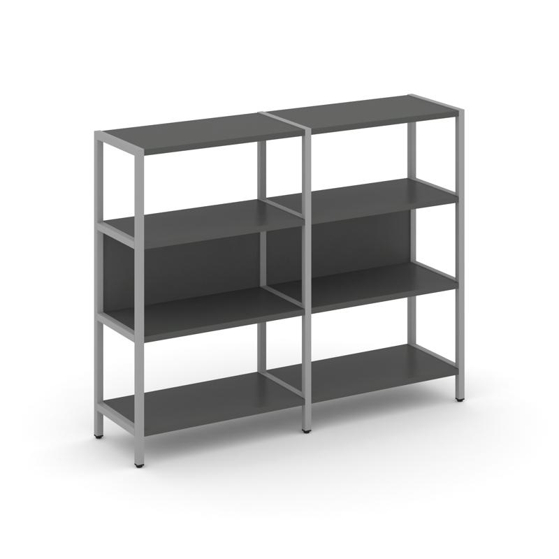 Shelf System Двухсекционный стеллаж трехярусный SN.STM-321 Антрацит/Металл Серый 1590*400*1246