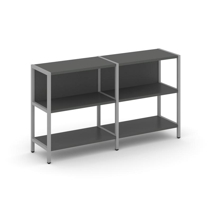 Shelf System Двухсекционный стеллаж двухярусный SN.STM-221 Антрацит/Металл Серый 1590*400*879