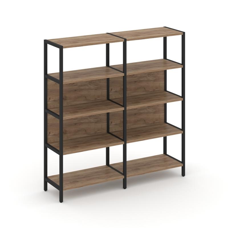 Shelf System Двухсекционный стеллаж четырехярусный SN.STM-421 Дуб Табак/Металл Черный 1590*400*1613