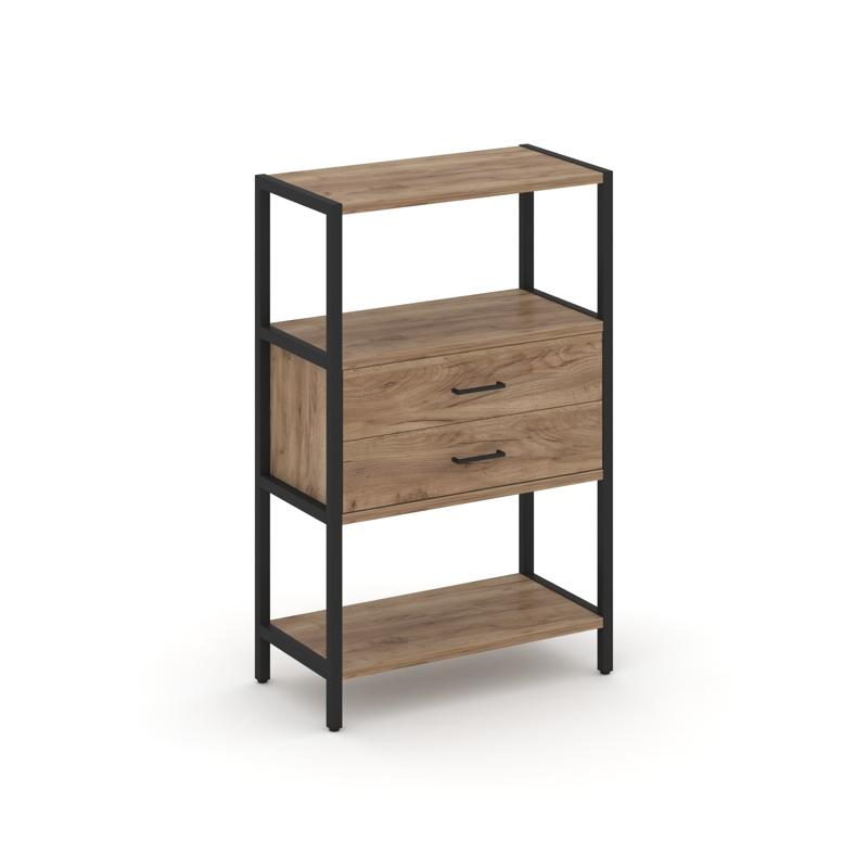 Shelf System Односекционный стеллаж трехярусный с ящиками SN.STM-312 Дуб Табак/Металл Черный 810*400