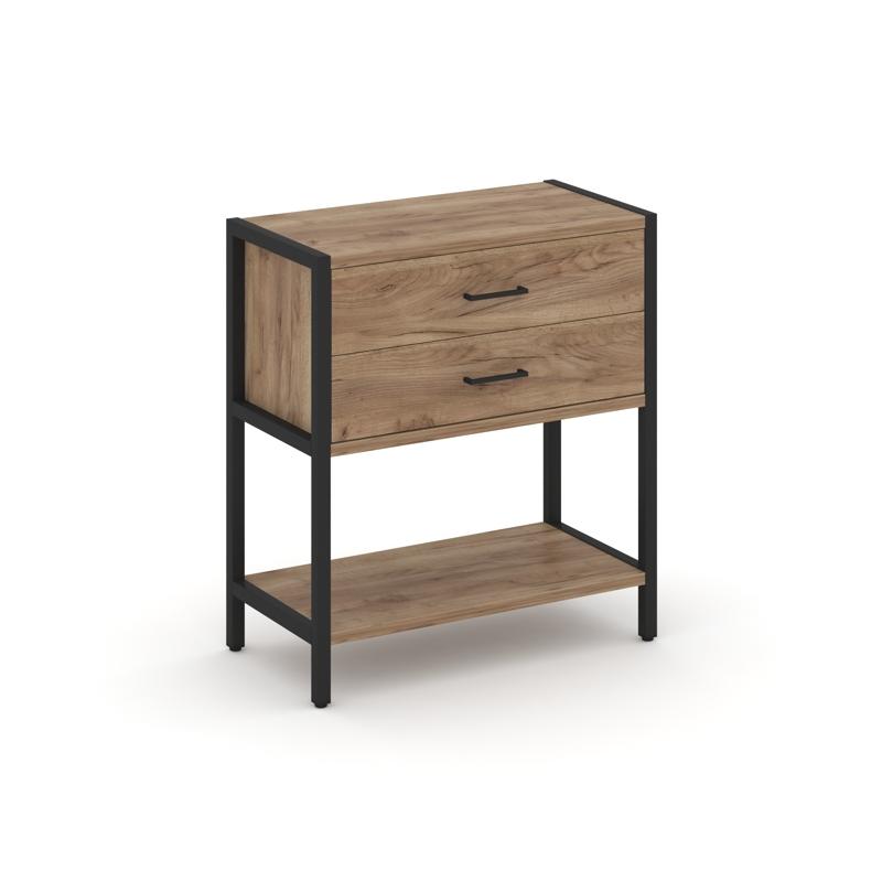 Shelf System Односекционный стеллаж двухярусный с ящиками SN.STM-212 Дуб Табак/Металл Черный 810*400