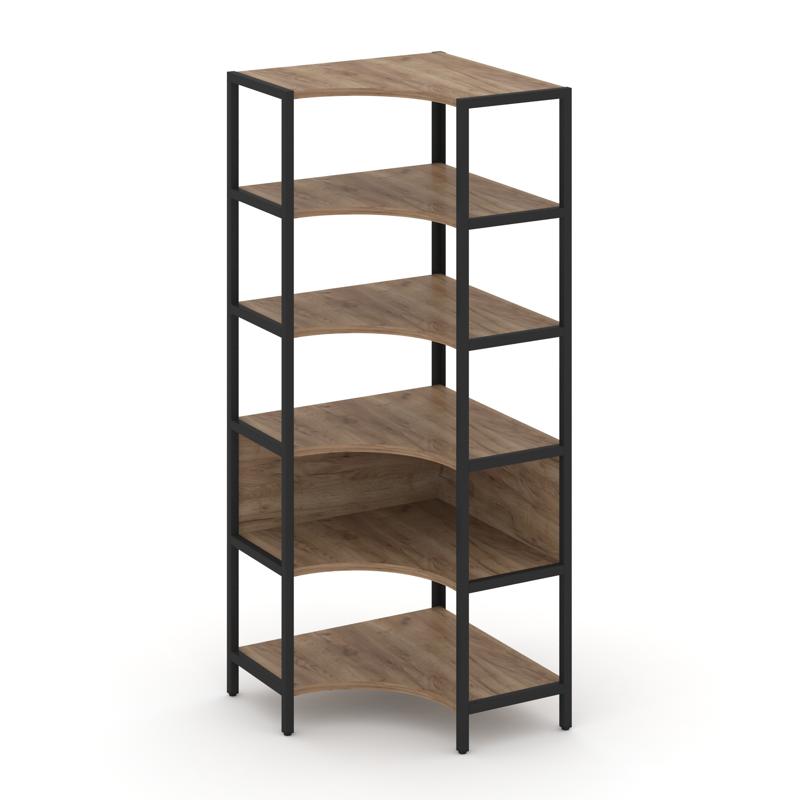 Shelf System Односекционный угловой стеллаж пятиярусный SN.STMU-511 Дуб Табак/Металл Черный 810*810*