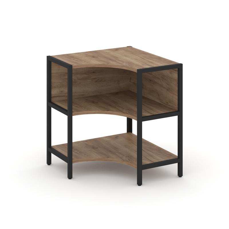 Shelf System Односекционный угловой стеллаж двухярусный SN.STMU-211 Дуб Табак/Металл Черный 810*810*