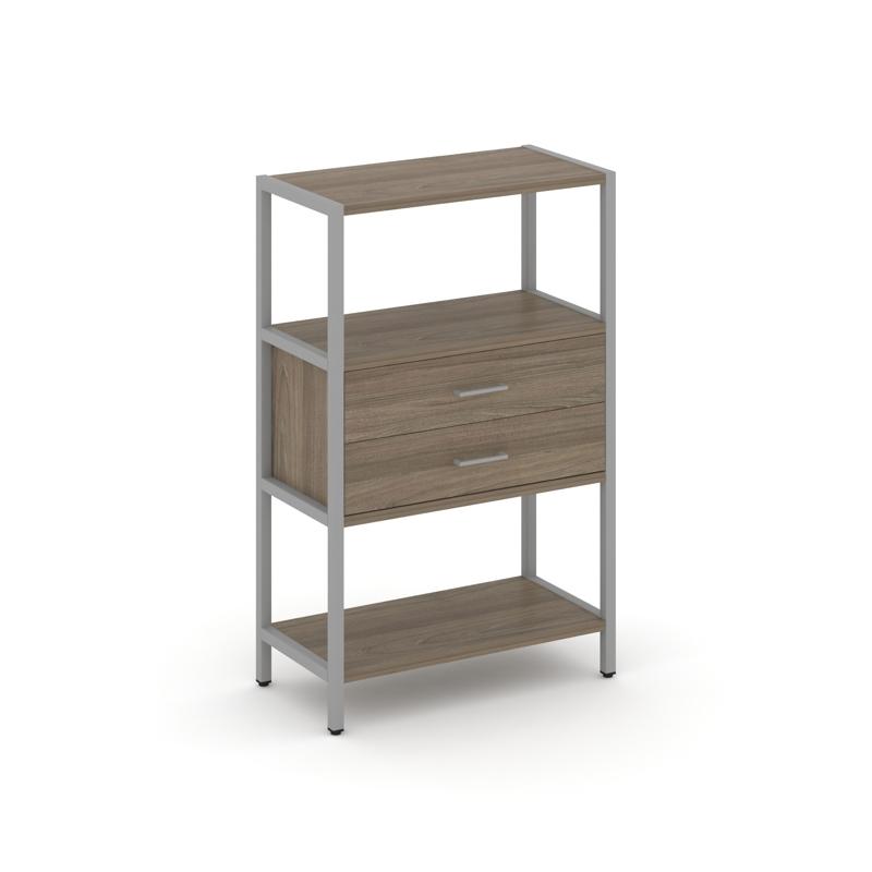 Shelf System Односекционный стеллаж трехярусный с ящиками SN.STM-312 Вяз Благородный/Металл Серый 81