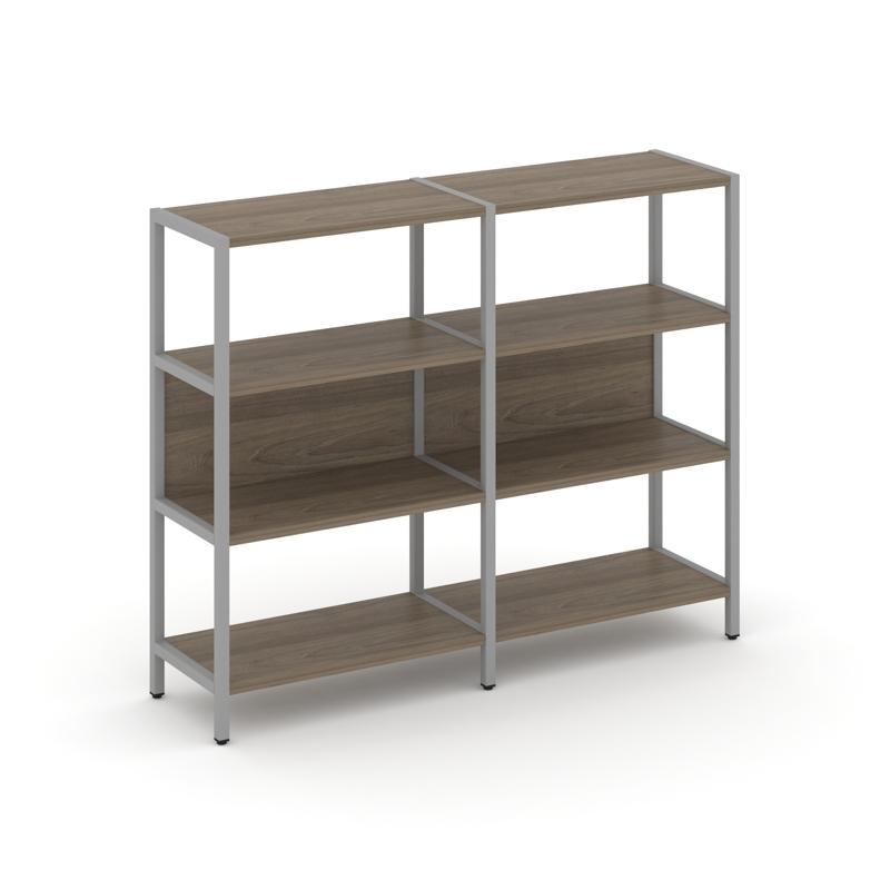 Shelf System Двухсекционный стеллаж трехярусный SN.STM-321 Вяз Благородный/Металл Серый 1590*400*124
