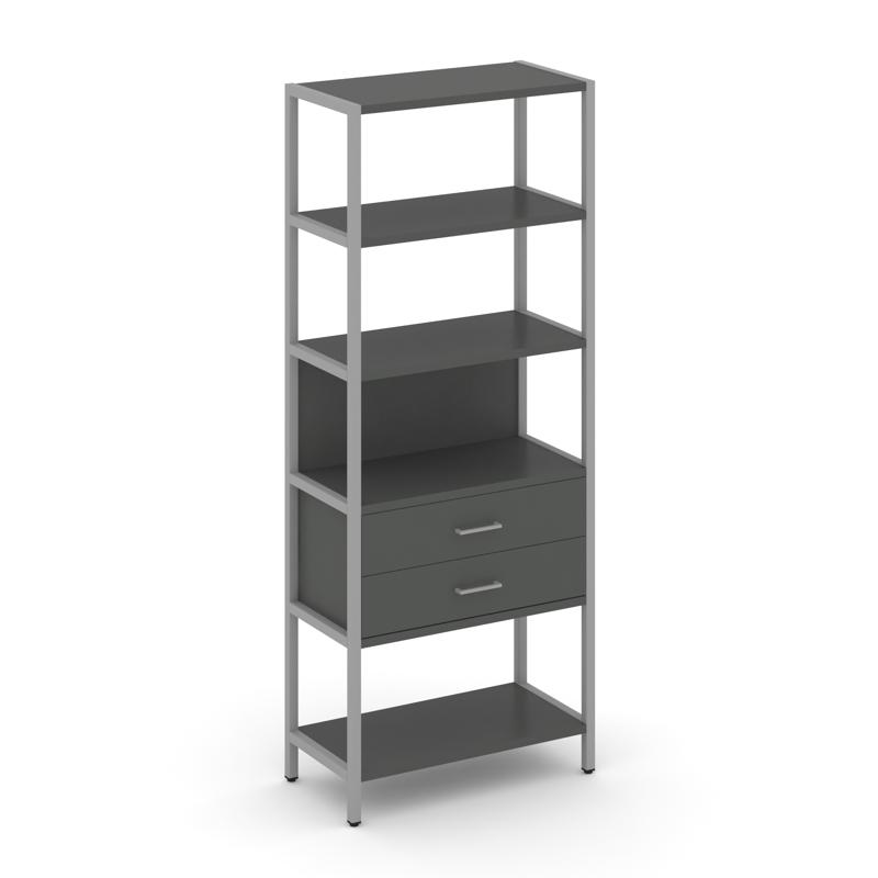 Shelf System Односекционный стеллаж пятиярусный с ящиками SN.STM-512 Антрацит/Металл Серый 810*400*1