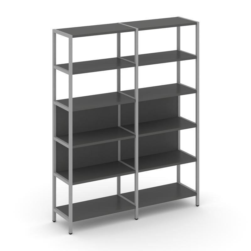 Shelf System Двухсекционный стеллаж пятиярусный SN.STM-521 Антрацит/Металл Серый 1590*400*1980