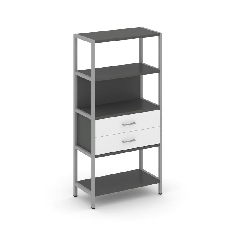 Shelf System Односекционный стеллаж четырехярусный с ящиками SN.STM-412 Антрацит/Белый/Металл Серый