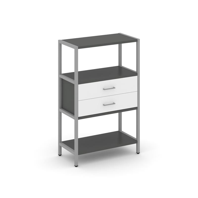 Shelf System Односекционный стеллаж трехярусный с ящиками SN.STM-312 Антрацит/Белый/Металл Серый 810