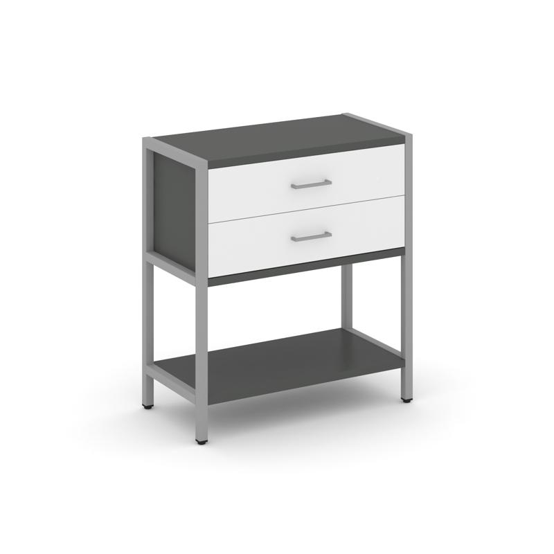 Shelf System Односекционный стеллаж двухярусный с ящиками SN.STM-212 Антрацит/Белый/Металл Серый 810