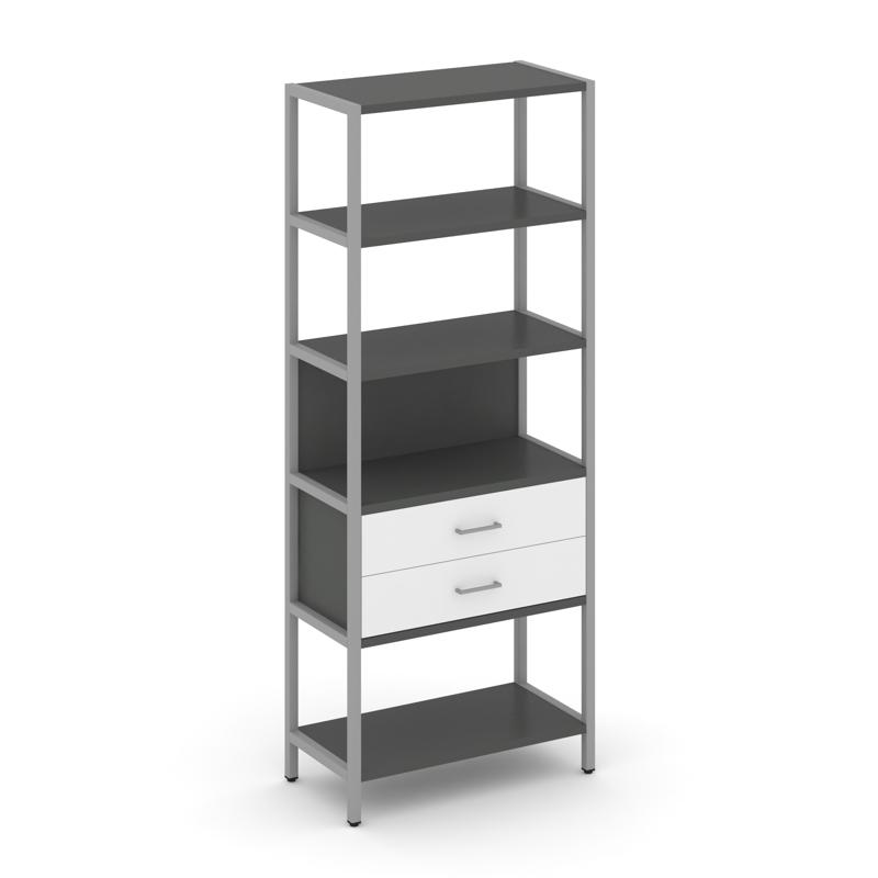 Shelf System Односекционный стеллаж пятиярусный с ящиками SN.STM-512 Антрацит/Белый/Металл Серый 810
