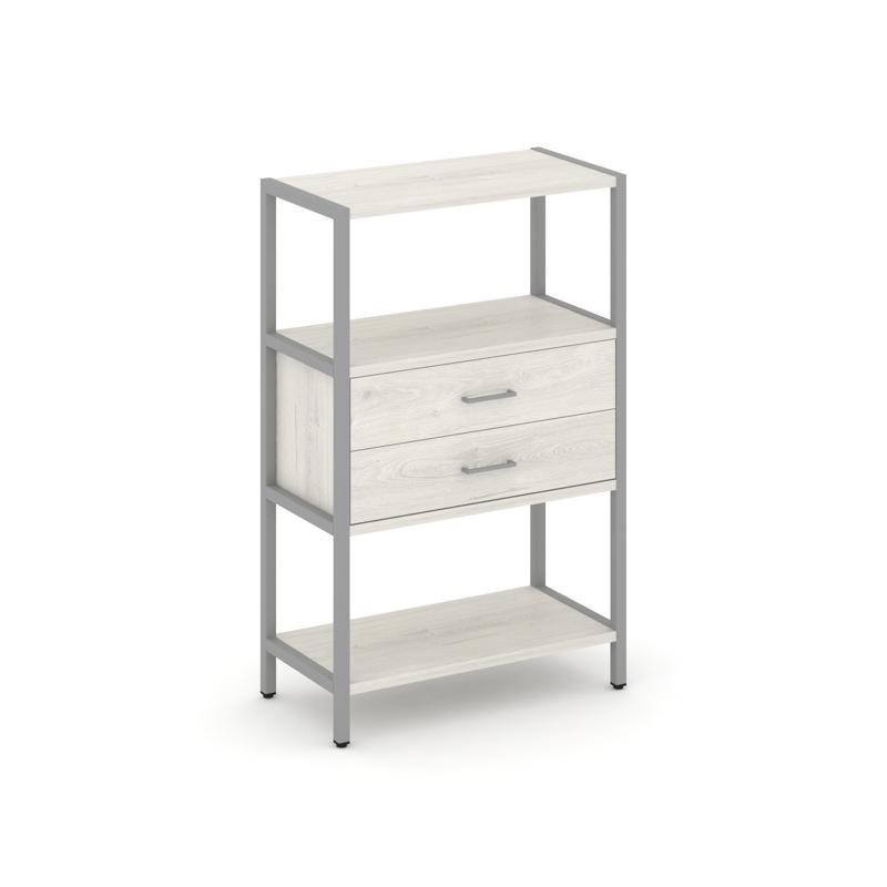 Shelf System Односекционный стеллаж трехярусный с ящиками SN.STM-312 Дуб Наварра/Металл Серый 810*40