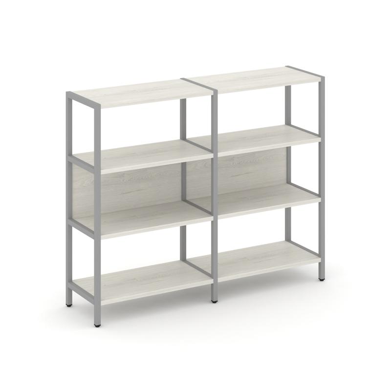 Shelf System Двухсекционный стеллаж трехярусный SN.STM-321 Дуб Наварра/Металл Серый 1590*400*1246