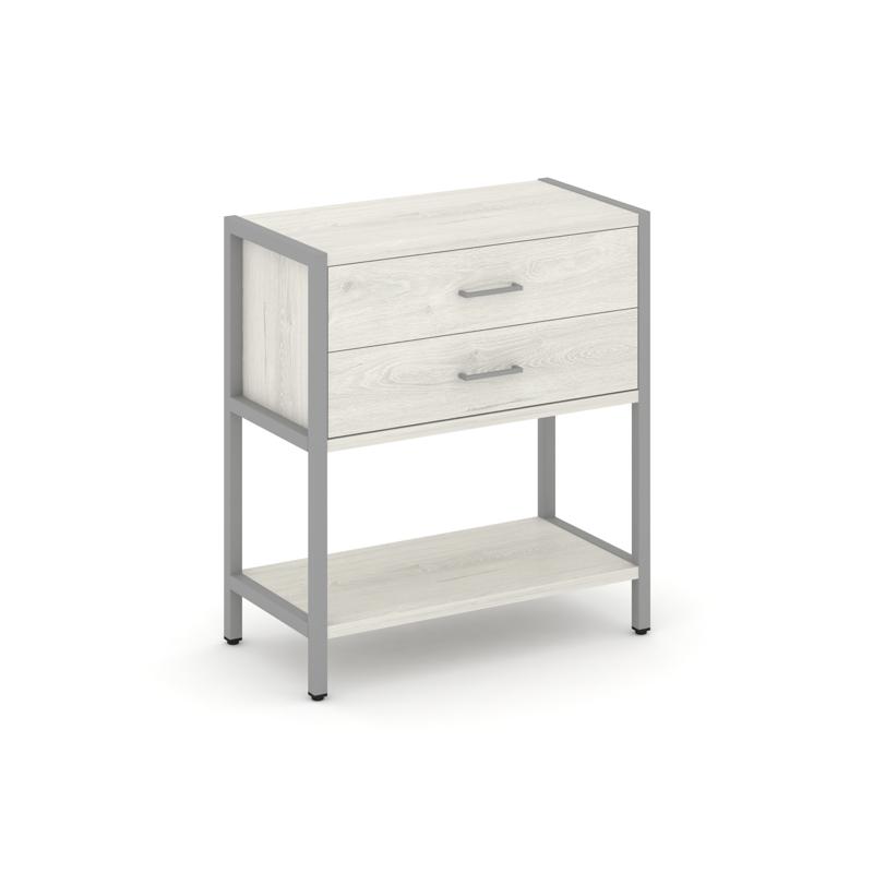 Shelf System Односекционный стеллаж двухярусный с ящиками SN.STM-212 Дуб Наварра/Металл Серый 810*40