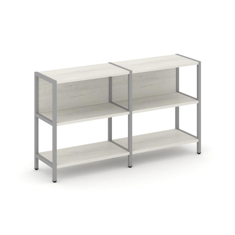 Shelf System Двухсекционный стеллаж двухярусный SN.STM-221 Дуб Наварра/Металл Серый 1590*400*879